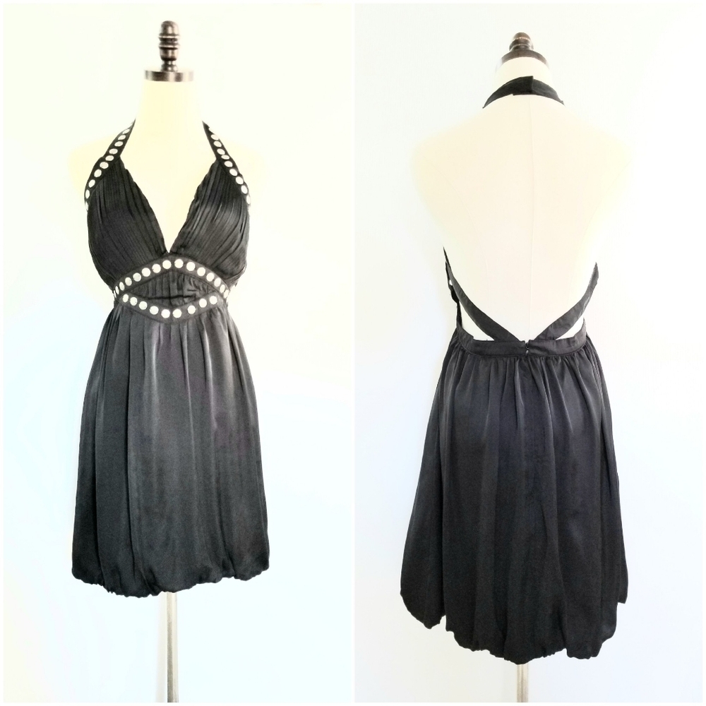 Lemon Tree Black Backless Party Cocktail Dress, L